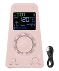 Pink digital metronome with Bluetooth speaker, ten beat tones, and tuner for piano and guitar. Includes USB cable. Digital Metronome With Bluetooth Speaker Dope Tempo Tool For Piano And Guitar Ten Beat Tones Tuner And Accurate Speed Testing Versatile Rhythm Selection Universal Instrument Compatibility Pink.
