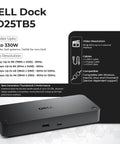Kickass Thunderbolt 5 Docking Station SD25TB5 With 300W Power Delivery supports multiple display connections and cables.