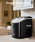 Real Deal Chewable Nugget Ice Maker Countertop Self Cleaning Fast Freeze Pellet Machine dimensions on kitchen counter.