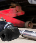Heavy Duty Impact Socket Set With Universal Joint Adapter And Swivel Sock 3 4 Drive metric socket on workshop floor