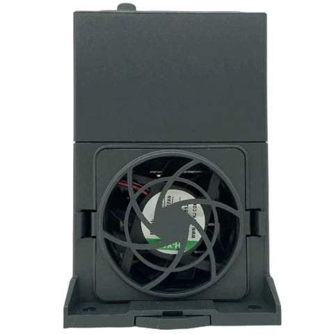 380V Economical VFD Variable Frequency Drive Inverter 1.5KW 2.2KW 3KW 4KW 5.5KW Motor Speed Controller With PLC Ready 321-3KW 1Ph To 3Ph Power Converter, front view with cooling fan