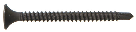 Heavy Duty Drywall To Metal Stud Screws Six By One Inch 100 Pack Black Phosphate Finish Self Drilling Wallboard Fasteners close-up view