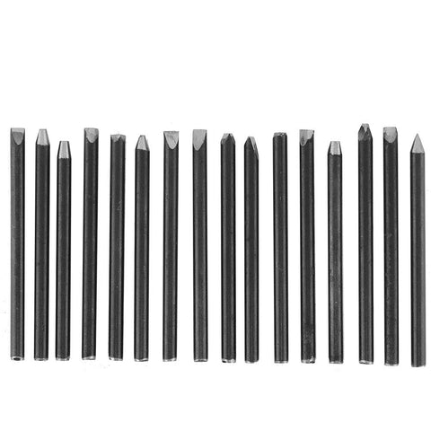DIY Jewelry Making Anvil Chisel Set High Hardness Steel Punches Kit for stamping and carving, 16 steel chisels in a row.