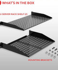 Heavy Duty 19 Inch 1U Server Shelf With Vented Cantilever Wall Rack Mount Built Like A Tank For Network Switches Routers Plug And Play Universal Rack Tray Black with mounting brackets