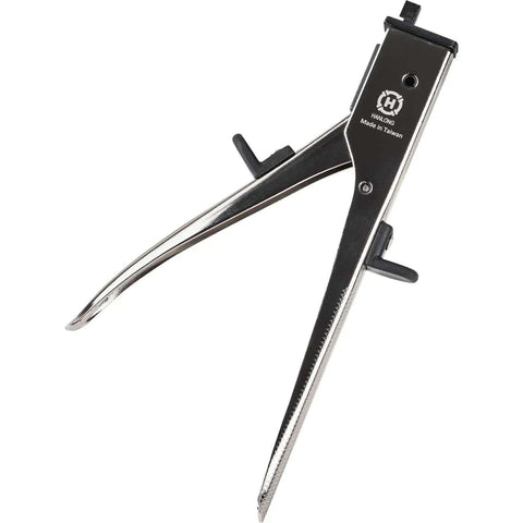 Pro Grade Nickel Plated Nibbling Tool for cutting square holes in copper and aluminum panels, shown with 0.22 inch wide blade.
