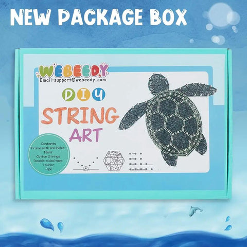 3D String Art Kit For Adults Beginners DIY Sea Turtle Craft Includes All Accessories And Frame Easy Poke Board Setup Home Wall Decor Perfect Holiday Gift For Christmas And Mother's Day product packaging.