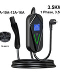 Portable EV Charger 3 Point 5 Kilowatt 16A Level 1 EVSE Type 1 And NACS Compatible with cord and connectors for road trips
