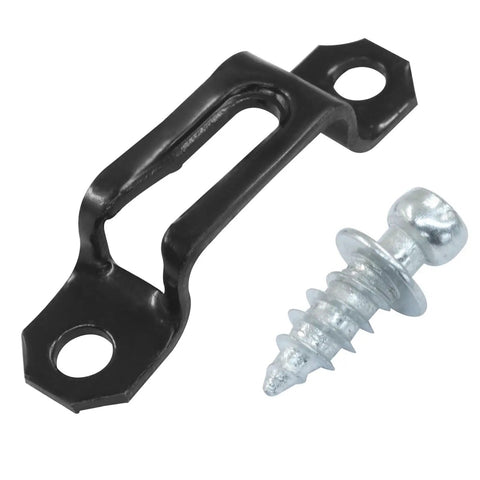 Black Concealed Half Pass Furniture Connectors 20 Pack Reinforced Cold Rolled Steel Anti Corrosion Fasteners Tool Free Modular Cabinet Hardware Adjustable No Sweat Assembly Rock Solid Build showing clip and screw.