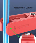 Lvifloae Wire Stripper Machine With Accurate Crimping 360 Degree Rotation Cutting Tool for Scrap Electrical Cable Network Connections Professional Grade Precision Work showing red cutting tool with blue cables.