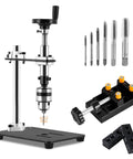 Manual Tapping Machine With Bench Vise And 6 Taps, Vertical Tapping Tool For Metal Wood Plastic, Pro Grade Heavy Duty Hand Tapper, B12 Chuck, 1.5-10mm Clamping Range, Includes 4 Small Columns And 2 Clamping Blocks