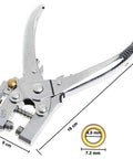 Heavy Duty Pro Grade Eyelet Pliers Kit With 3/16 Inch Grommets, silver punch tool with gold grommet, 16 cm length, 9 cm width