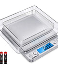 Ultra Precise Digital Kitchen Scale With 0.001oz And 0.01g Precision, Weighs Up To 500 G, Stainless steel with backlit LCD and cover