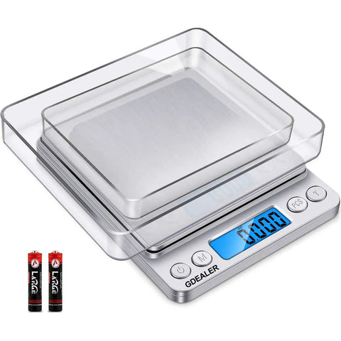 Ultra Precise Digital Kitchen Scale With 0.001oz And 0.01g Precision, Weighs Up To 500 G, Stainless steel with backlit LCD and cover