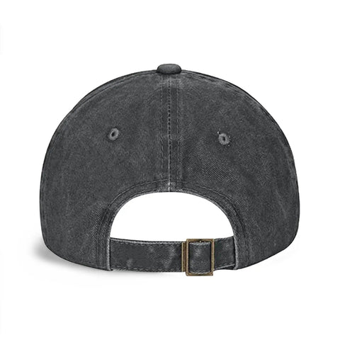 Back view of Vintage Black Baseball Cap With Low Profile Curved Brim For RV Lovers And Caravan Travelers Casual Golf And Outdoor Leisure Dad Hat