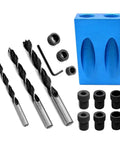Pocket Hole Jig Kit 14Pcs With 15 Degree Woodworking Angle Drill Guide Dual Pocket For Accurate 2 Way Holes Aluminum Body