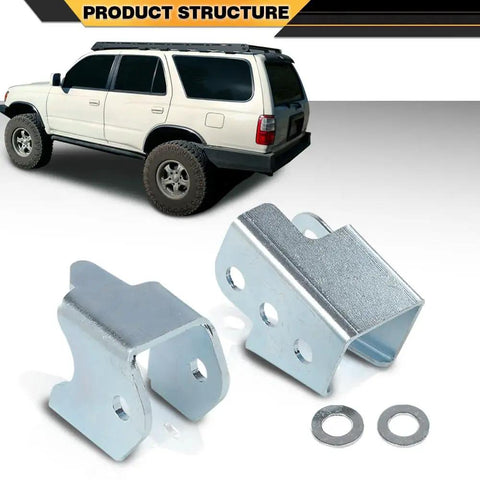 Toyota 4Runner Panhard Correction Kit PCK For 3rd Gen 1996 To 2002 Bolt On Frame Mount Alignment Drop Bracket With Two Hardened 3mm Spacers Easy Slide On Install For Better Steering And Precise Wheel Alignment, bracket set with spacers