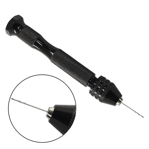 Pin Vise Hand Drill Tools Set Black Finish with 20 Mini Twist Drill Bits High Speed Steel and 2 Tweezers Dope for Jewelry Making Electronics Model Work and Precise Hobby Drilling, black metal hand drill with bit