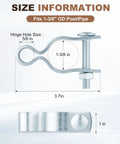 Tough As Nails Heavy Duty Gate Frame Hinges For 1-3/8 Inch OD Posts, Galvanized Chain Link Fence Gate Hinge Set For Outdoor Driveway, Farm, And Fence Gates, Perfect For Gate Repair, Replacement, Upgrades, size diagram for 1-3/8 in OD post