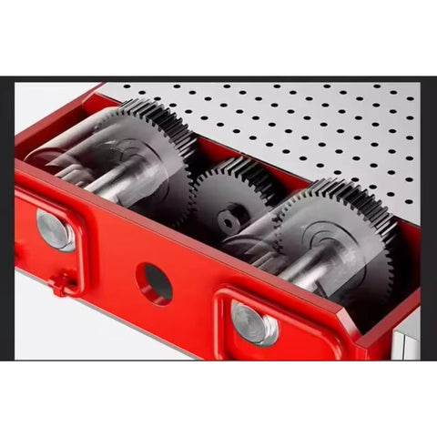 Kickstart Your Heavy Lifting With A Motorized Remote Control Machinery Dolly! This Badass Heavy Equipment Moving Skate gear mechanism close-up.
