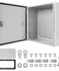 Beefy Cold Rolled Steel Electrical Enclosure Box 16 By 16 By 8 Inches Indoor Outdoor Weatherproof with accessories