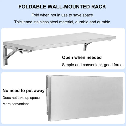 Heavy Duty Folding Wall Shelf With Thick Rust Proof Stainless Steel Hella Sturdy Floating Storage Rack For Garage Kitchen Or Laundry Straight Built Tough To Handle Any Daily Grind Smoothly