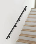 Rock Solid Wall Mounted Stair Handrail Crafted From Premium Black Stainless Steel Features A Sleek Modern Cylindrical Profile Built Tough To Handle Heavy Daily Traffic On Indoor Steps Without Skipping A Beat.