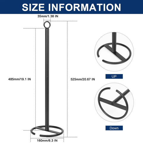 Freestanding Toilet Paper Holder Stand For 4 Rolls With Reserve, All Metal Matte Black Iron, Rustproof size and dimensions.