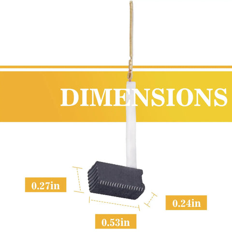 Ten Pack Heavy Duty Carbon Brush Replacement For Electric Motors And Table Saws dimensions showing size of 0.27in x 0.53in x 0.24in graphite core