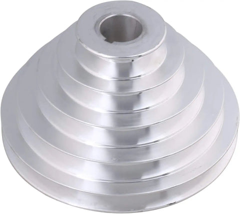 Aluminum Pagoda Pulley Wheel Set For Benchtop Drill Press With 14Mm Shaft And 5 Step Transmission, V Belt Compatible Drive System
