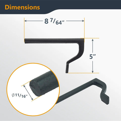 Dimensions of 8 Inch Bench Holdfast Clamps for Three-Quarter Inch Bench Dog Holes and MFT Tables with 11/16 inch hole size