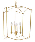 Gold Finish 4 Light Candle Style Caged Chandelier With 39.4 Inch Chain, Adjustable Hanging Height, Steel Construction