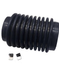 Side view of black rubber exhaust bellows with two metal clips for Volvo Penta AQ engines.