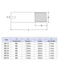 Illustration of Ten Piece Set Of M6 X 25mm Slotted Cylindrical Pins Crafted From Super Tough 304 Stainless Steel dimensions and specifications.