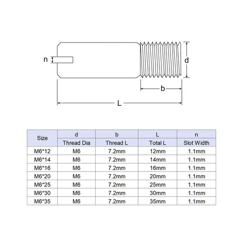Illustration of Ten Piece Set Of M6 X 25mm Slotted Cylindrical Pins Crafted From Super Tough 304 Stainless Steel dimensions and specifications.