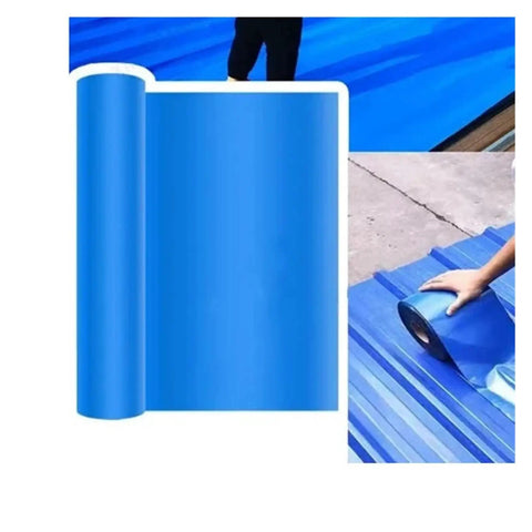 Blue 10m Self Adhesive Roof And Wall Repair Tape Waterproof And Heat Resistant With Mega Strong Adhesion applied on roof surface