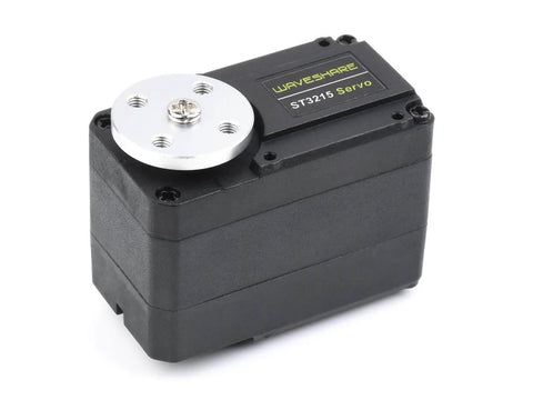Beefy 30Kg Torque Servo Motor With Metal Gear ST3215, showing black casing, metal gear, for robots like arms, quadrupeds, hexapods.