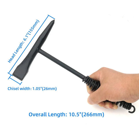 Heavy Duty Welding Chipping Hammer With Coil Spring Handle For Shock Absorption, 10.5 Inch Overall Length, Tempered Chisel And Point Ends