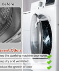Baby Safe Washer And Dryer Door Stopper Prop For Front Load Laundry, shown holding open a white washer door