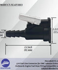 Five Sixteenth Inch Fuel Line Connector For OMC Johnson Evinrude Outboard Engines side view dimensions shown