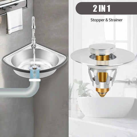 Three Color Bathroom Sink Stopper Universal One Point One To One Point Five Inch Drain Strainer Pop Up Plug With Bounce Core No Clog