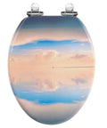 Sky Blue Elongated Toilet Seat Made From MDF Wood With Quiet Close And Quick Release Hinges No Fuss To Install And Clean Universal Fit