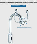 All-copper eyewash head for Touch-Free Induction Faucet, featuring rotating installation, suitable for lab and hospital use.