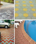 Installed Hexagon Pavement Molds 2 Pack Reusable Walkway Path Maker For Concrete Pavers Garden Patio Lawn Backyard Pathway
