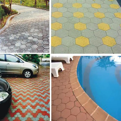 Installed Hexagon Pavement Molds 2 Pack Reusable Walkway Path Maker For Concrete Pavers Garden Patio Lawn Backyard Pathway