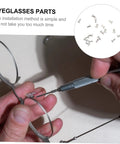 Eyeglasses Repair Kit With Replacement Screws And Screwdriver For Sunglasses And Glasses Quick DIY Fix Toolkit shown fixing glasses
