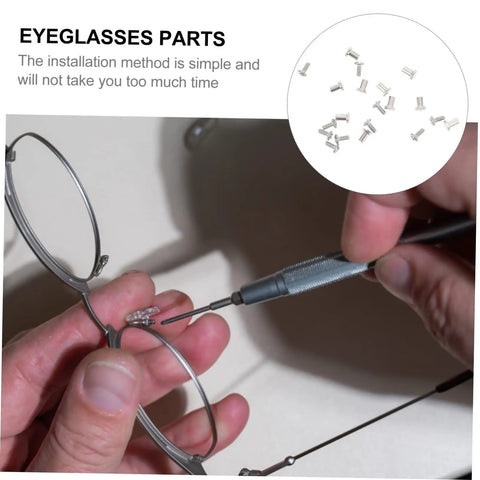 Eyeglasses Repair Kit With Replacement Screws And Screwdriver For Sunglasses And Glasses Quick DIY Fix Toolkit shown fixing glasses