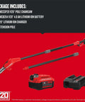 Cordless Pole Saw With 14 Foot Reach, 8 Inch Bar, 4.0Ah Battery And Charger Included, Angled Head For Precise Cuts, Extension Pole