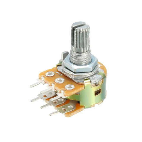 10K Ohm Dual Turn Rotary Potentiometers Set Of 10 Carbon Film Taper Variable Resistors For Spot On Adjustments And Solder Friendly Electronics Projects 6.7mm Thread Diameter close-up view