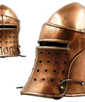 Medieval Barbuta Helmet With Copper Finish For Adults, 18 Gauge Steel Armor, Fully Wearable Knights Templar Crusader Style