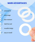Three white 1-inch silicone grommet eyelet rings (washer gaskets) in a 10-piece pack.